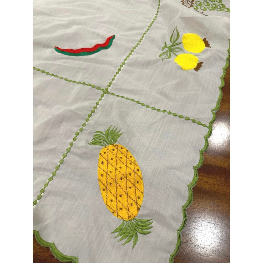 Fruit Tablecloth - Lime Green Yellow Pineapple Watermelon Grapes 62x72